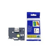 Cinta Compatible TZC-211 6mm Negro Blanco Adhesiva para Rotuladoras Brother