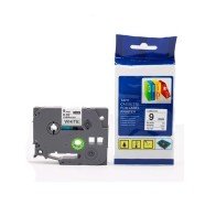 Cinta Compatible TZC-221 9mm Negro Blanco Adhesiva para Rotuladoras Brother