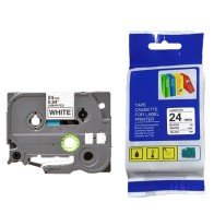 Cinta Compatible TZC-251 24mm Negro Blanco Adhesiva para Rotuladoras Brother