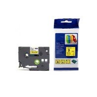 Cinta Compatible TZC-621 9mm Negro Amarillo Adhesiva para Rotuladoras Brother