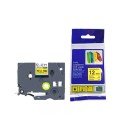 Cinta Compatible TZC-S631 12mm Negro/Amarillo Super Adhesiva para Rotuladoras Brother