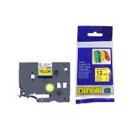 Cinta Compatible TZC-S631 12mm Negro/Amarillo Super Adhesiva para Rotuladoras Brother