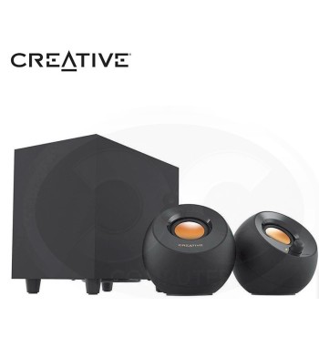 51MF0480AA000 PARLANTE CREATIVE PEBBLE PLUS 8W 2.1 3.5MM USB-POWER  NEGRO