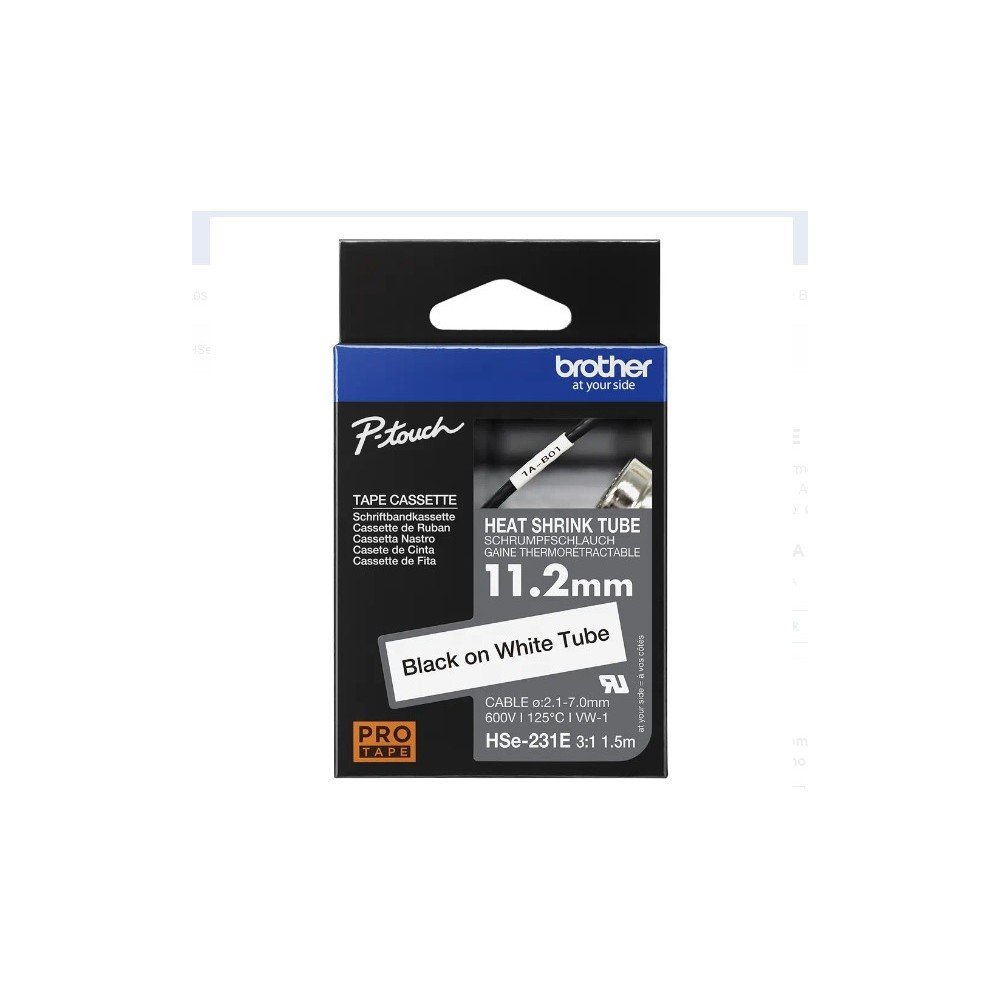 Cinta Termocontraible Brother HSE-231E 11.2mm Negra/Blanca 1.5m
