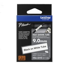 CINTA TERMOCONTRAIBLE BROTHER HSE221E LETRAS NEGRAS FONDO BLANCO 9MM X 1.5M