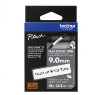 Cinta Termocontraible Brother HSE-221E 9mm Negra/Blanca 1.5m