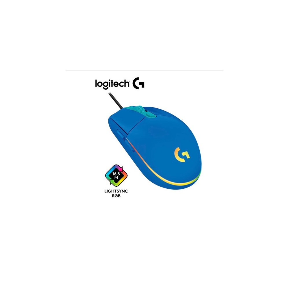 910-005792 MOUSE LOGITECH G203 LIGHTSYNC OPTICAL 8000 DPI RGB COLOR AZUL