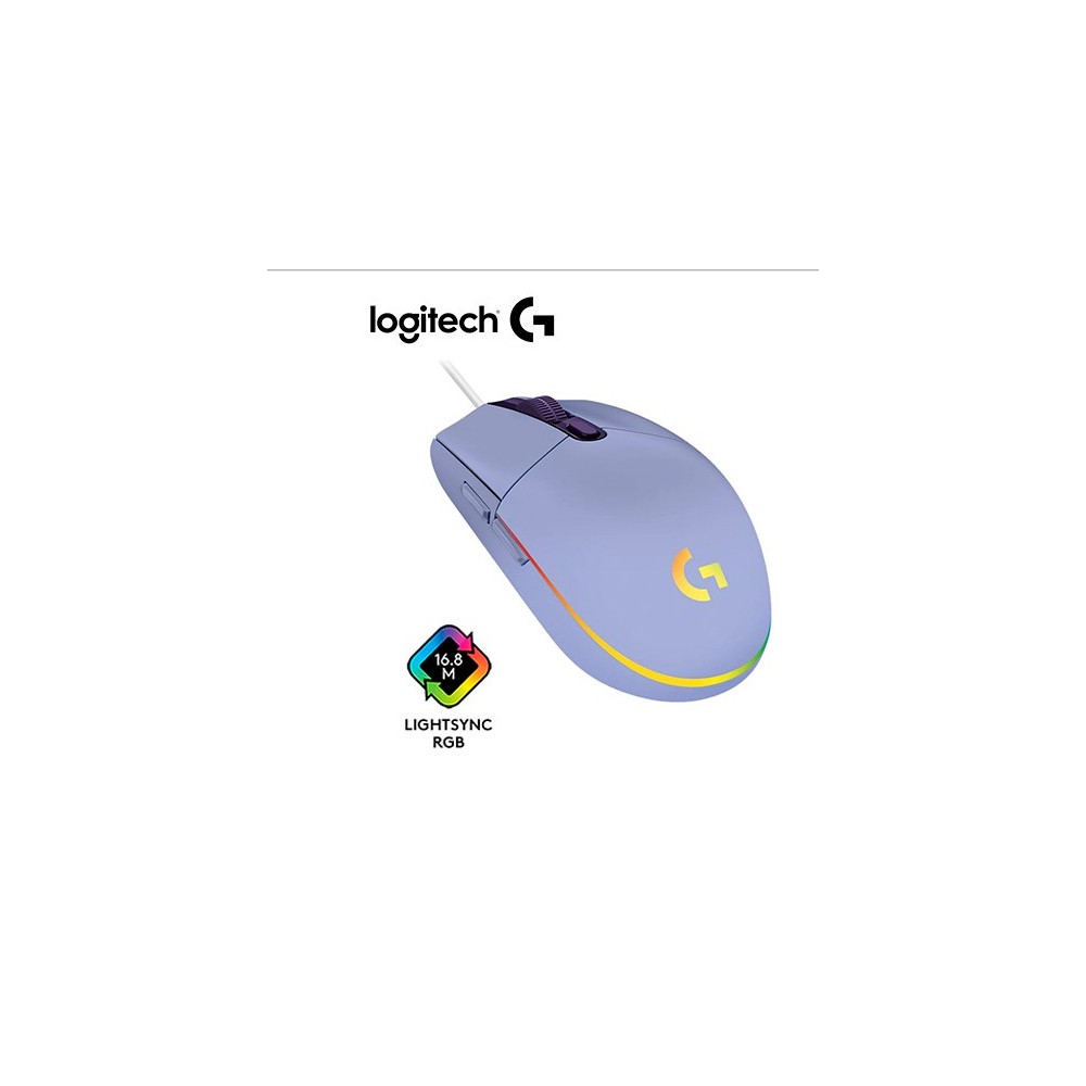 910-005851 MOUSE LOGITECH G203 LIGHTSYNC OPTICAL 8000 DPI RGB COLOR LILA