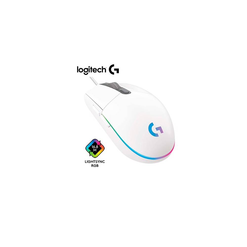 910-005791 MOUSE LOGITECH G203 LIGHTSYNC OPTICAL 8000 DPI RGB COLOR BLANCO