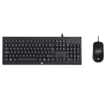 COMBO TECLADO HP KM100 Y MOUSE HP KM100 COLOR NEGRO TECLADO ERGONOMICO CABLE USB