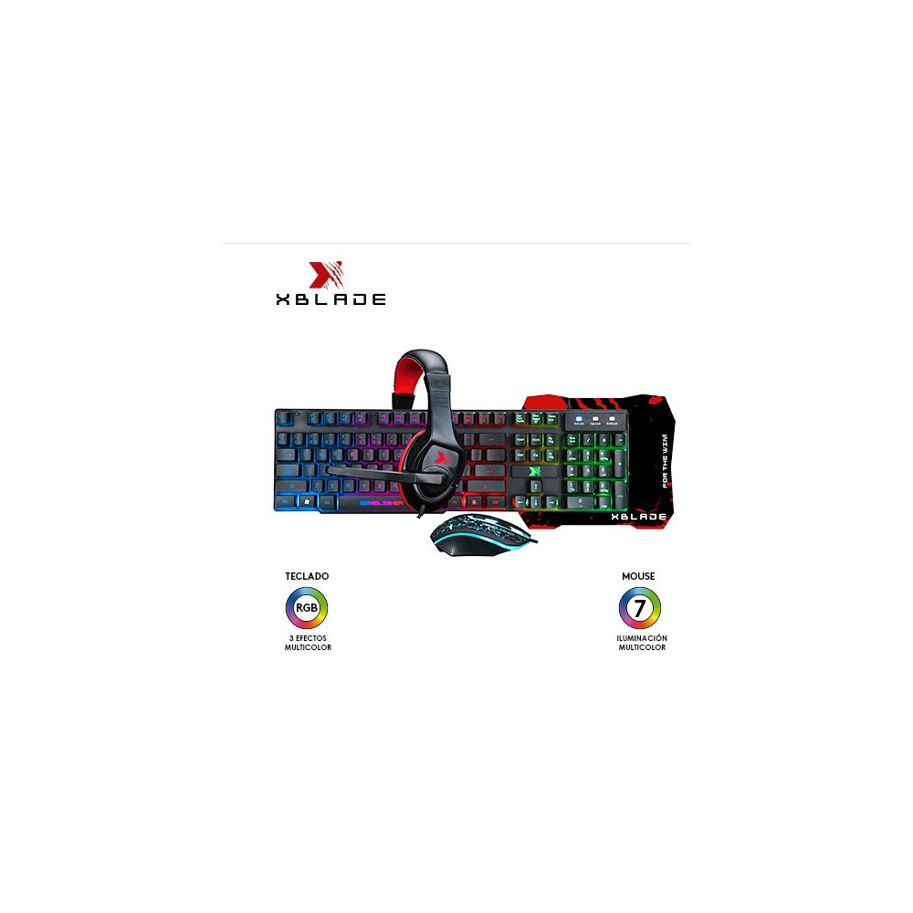 GXB- KMHP370 TECLADO XBLADE GAMING + MOUSE + AUDIFONO + PAD DEMOLISHER KIT 4 EN 1