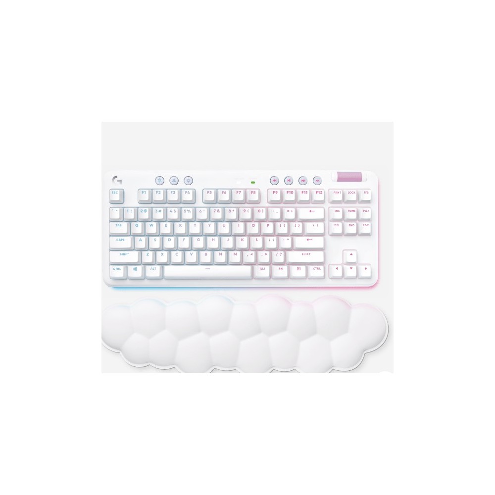 920-010684 TECLADO LOGITECH G715 TKL WIRELESS MECHANICAL LINEAR RGB W/PALM REST COLECCIÓN AURORA COLOR BLANCO