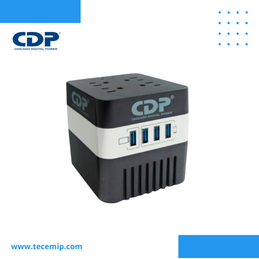Estabilizador CDP RU-AVR604I 600VA300W 4 Salidas 4 Puertos USB
