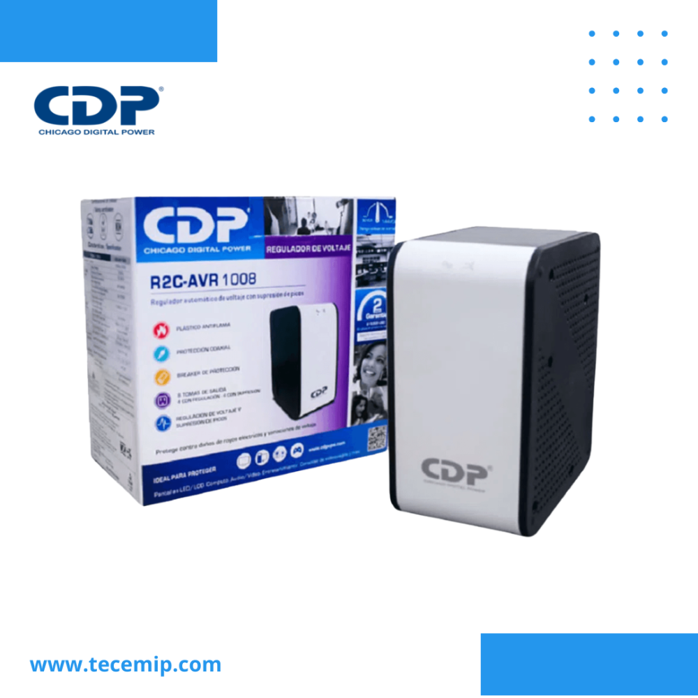 ESTABILIZADOR CDP R2C-AVR1008I 1000VA 500W  8 Salidas