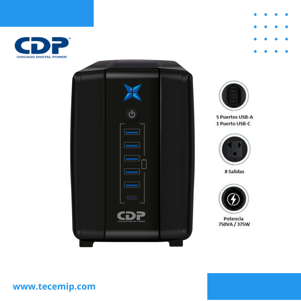 UPS CDP R-UPR758I 750VA 375W 8 Salidas 6 USB