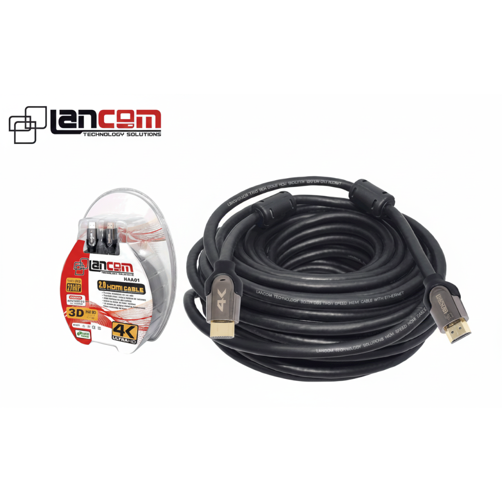 CABLE HDMI LANCOM 15m 24AWG METAL BLACK COLOR  MAS FERRITA SIN MALLA V2.0