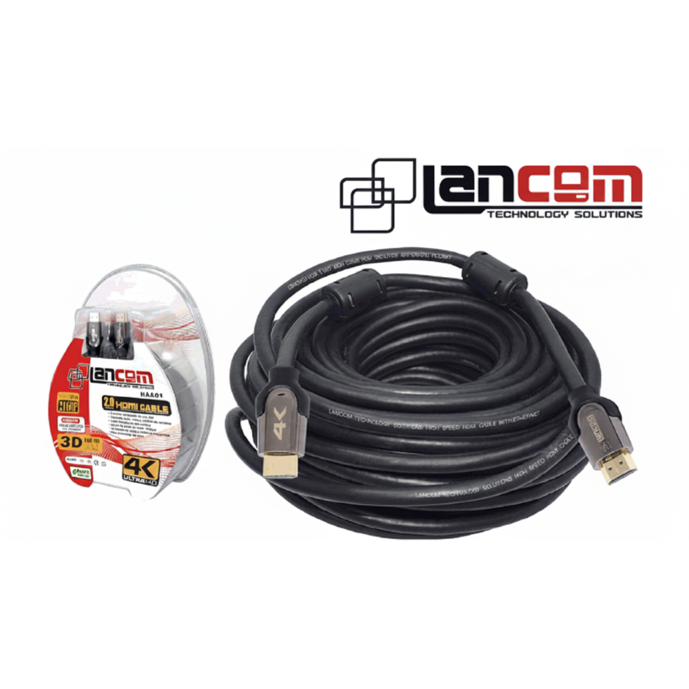 CABLE HDMI LANCOM 20m 24AWG METAL BLACK COLOR MAS FERRITA SIN MALLA V2.0