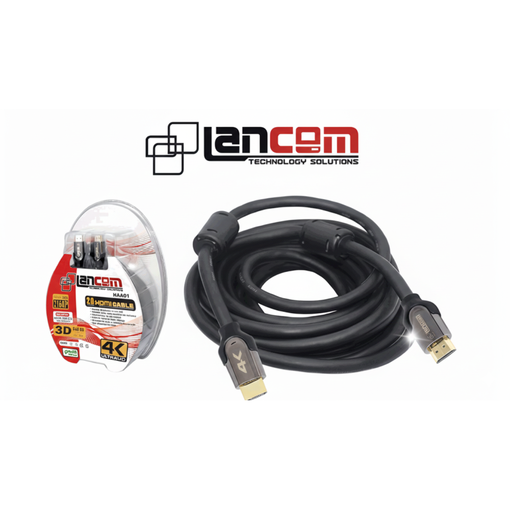 CABLE HDMI LANCOM 8m 26AWG METAL COLOR NEGRO MAS FERRITA SIN MALLA V2.0