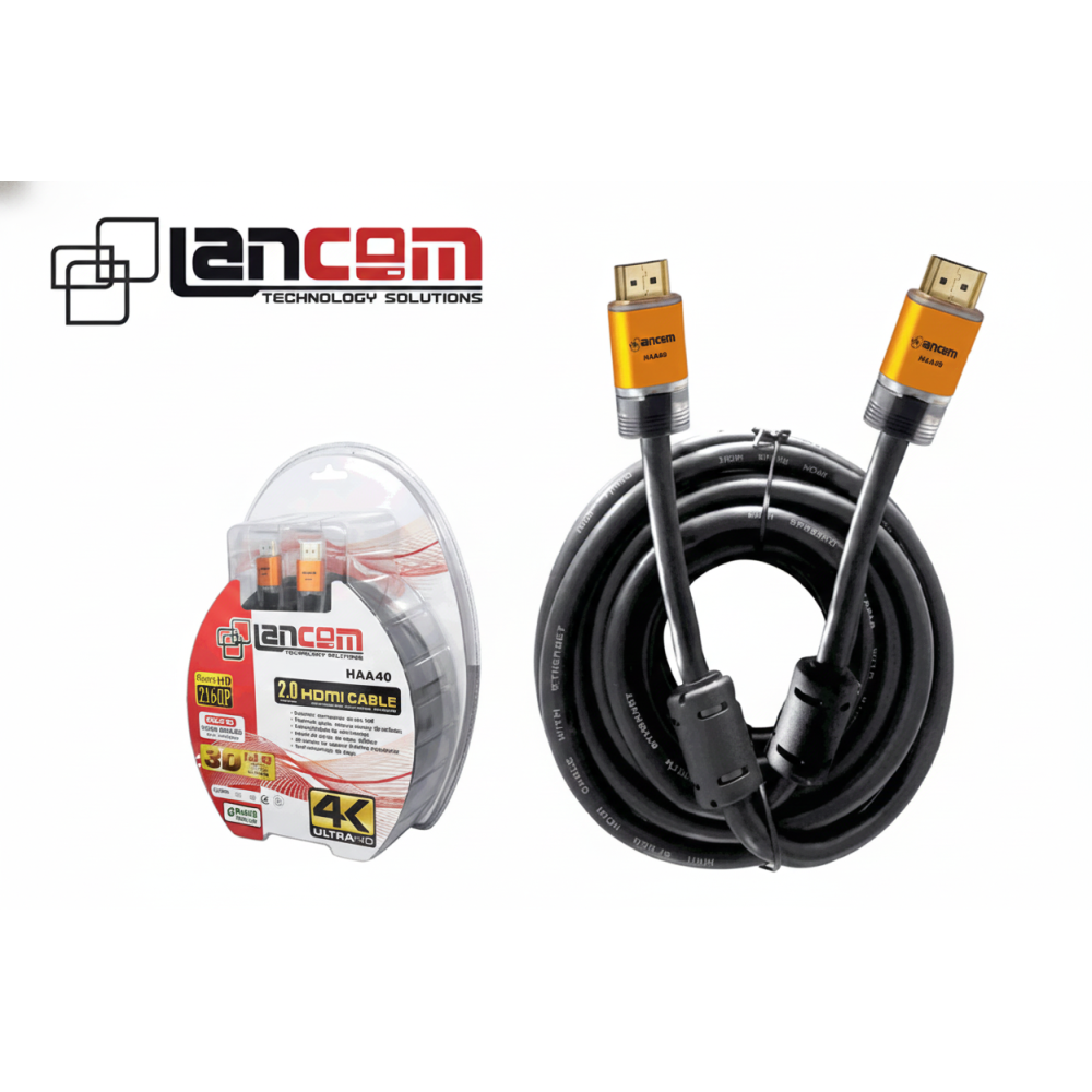 CABLE HDMI LANCOM 1.8m 30AWG METAL DORADO MAS FERRITA SIN MALLA V2.0