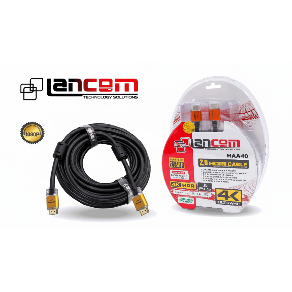 CABLE HDMI LANCOM 10m 26AWG METAL DORADO MAS FERRITA SIN MALLA V2.0