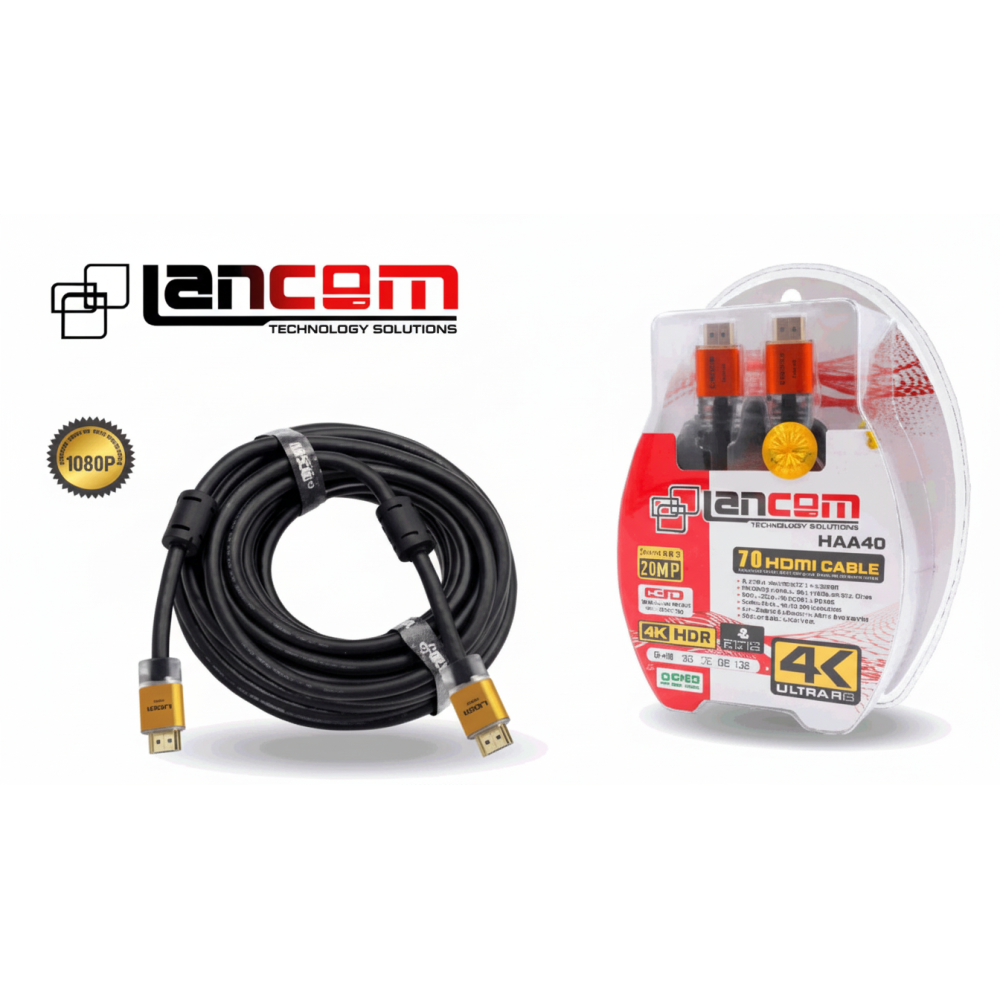 CABLE HDMI LANCOM DE 3m 30AWG METAL DORADO MAS FERRITA SIN MALLA V2.0