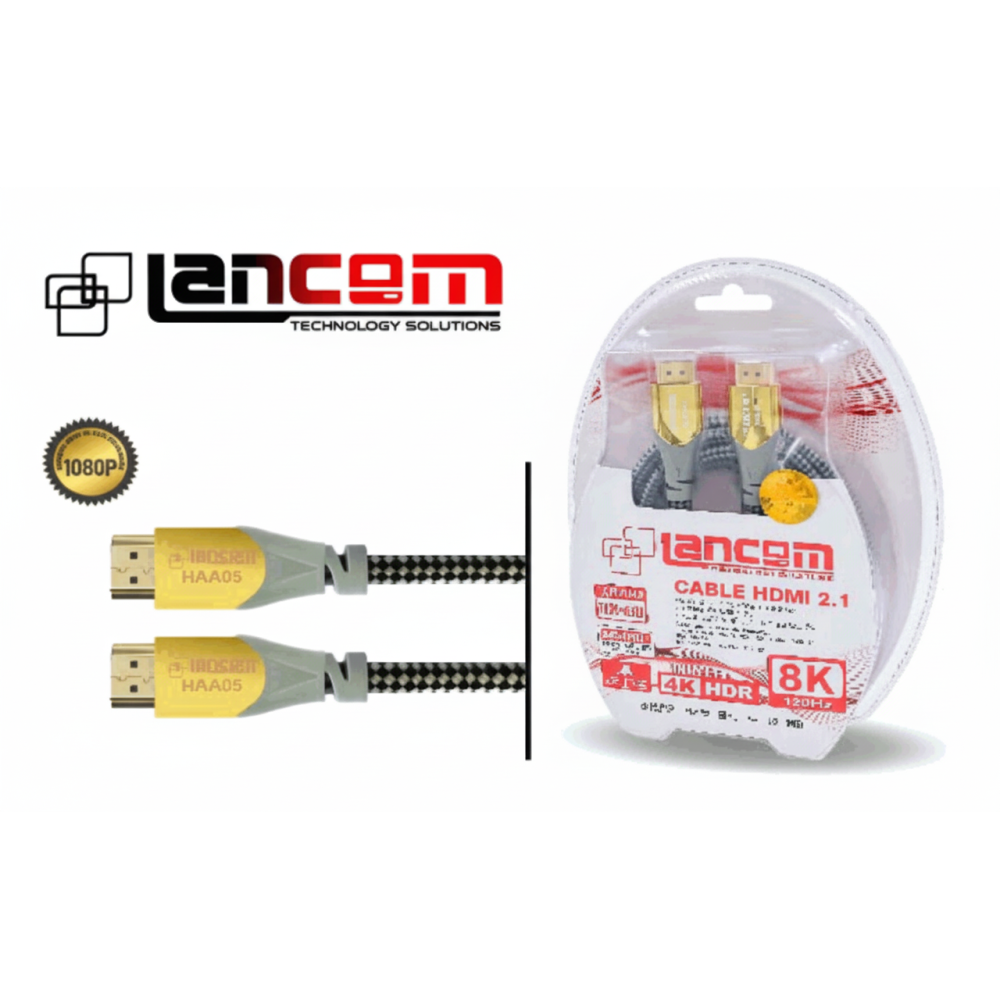 CABLE HDMI LANCOM 3M 26AWG 8K METAL GOLDEN COLOR OD 7.3MM