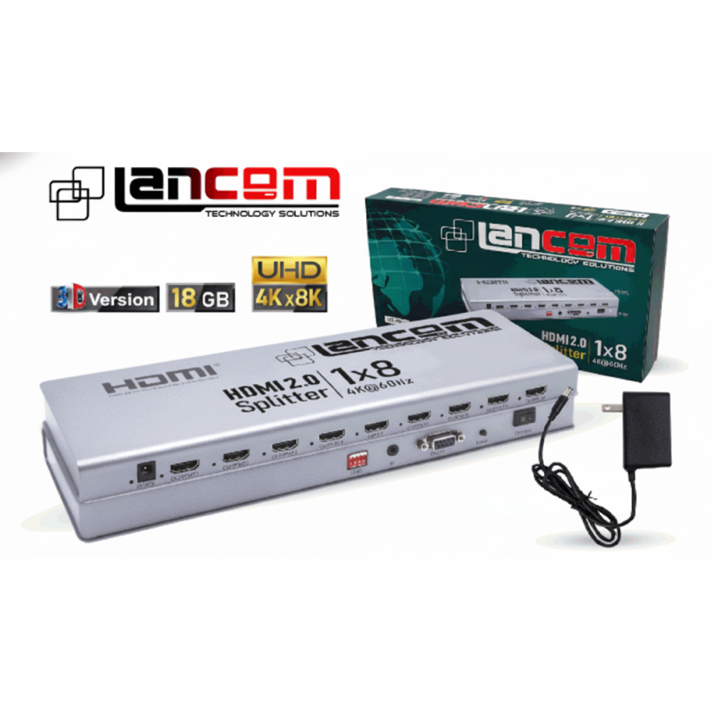 SPLITTER HDMI LANCOM 2.0 4K@60HZ 1X8