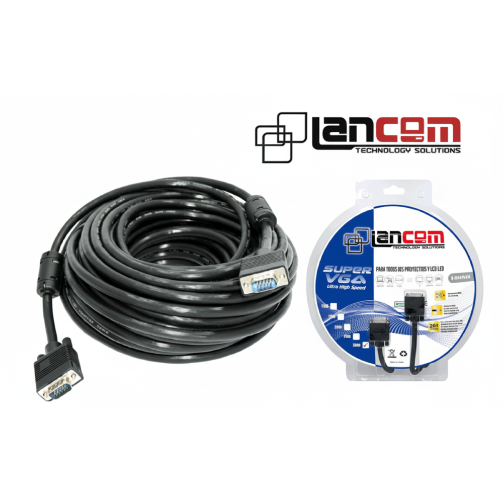 CABLE VGA 15MX15M FERRITA 30M NEGRO LANCOM MONITOR