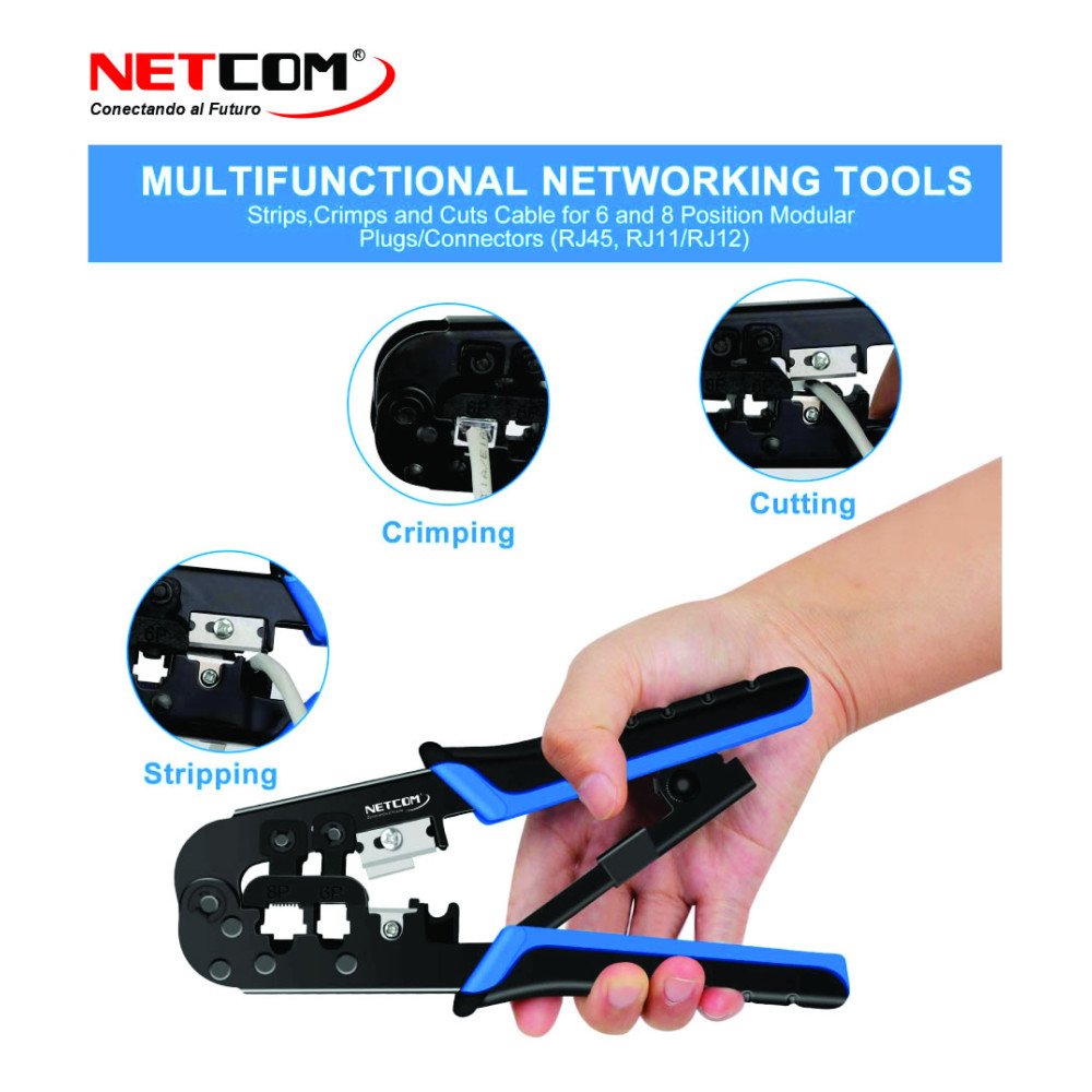 Crimping Tool Netcom RJ45 RJ11 RJ12 Herramienta de Red