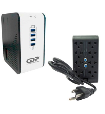 ESTABILIZADOR CDP R2CU-AVR1008I 1000VA/500W 8 SALIDAS 4 PUERTOS usb
