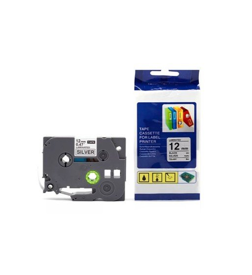 Cinta Compatible TZC-231 12mm Negro Blanco Adhesiva para Rotuladoras Brother