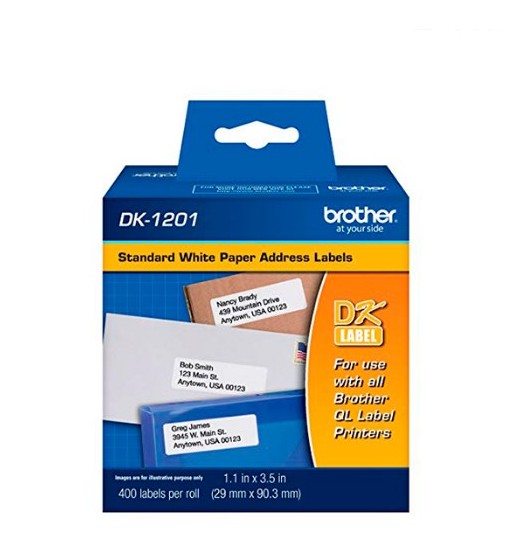 DK-1201 | CINTA BROTHER ROLLO ETIQUETA PRE CORTADA 400 ETIQUETAS 29mm x 90.3mm